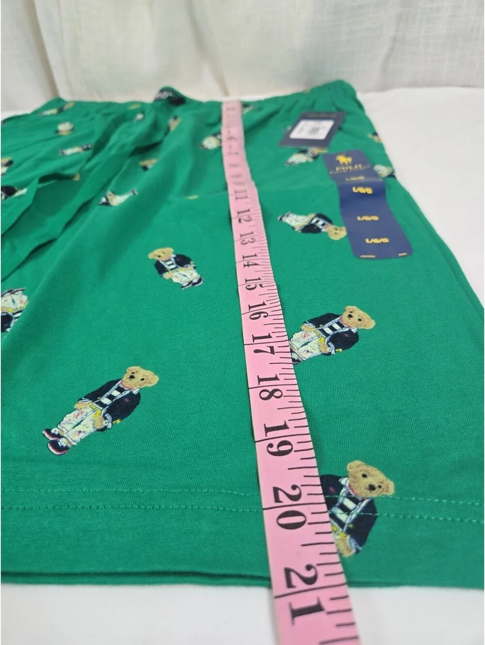 Polo Ralph Lauren Men's Green Polo Bear Graphic Jersey Sleep Shorts Large